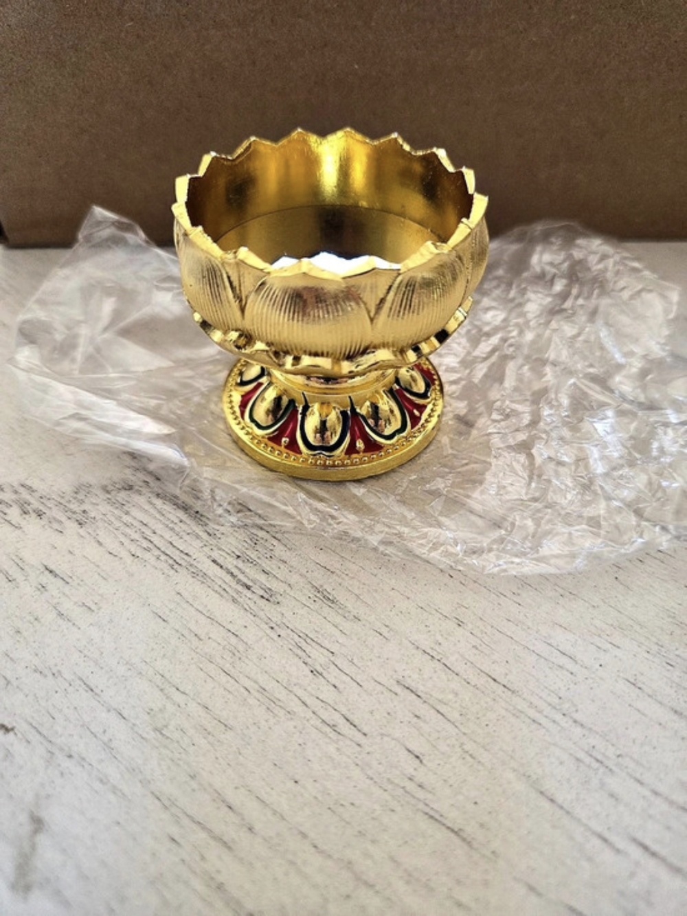 AceOrbit Set of 6 Brass Diya for Pooja Navratri Diwali Decoration, Golden